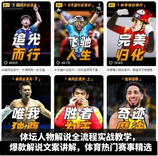体坛人物解说全流程实战教学,爆款解说文案讲解,体育热门赛事精选-铜臭网