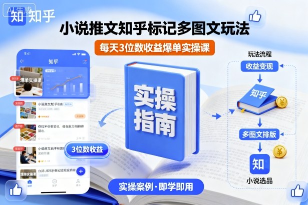 小说推文知乎标记多图文玩法，每天3位数收益爆单实操课-铜臭网