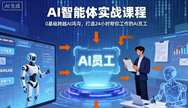 Ai智能体实战课程,0基础跨越Ai鸿沟,打造24小时帮你工作的Ai员工,打破常规,以实战定义Ai-铜臭网