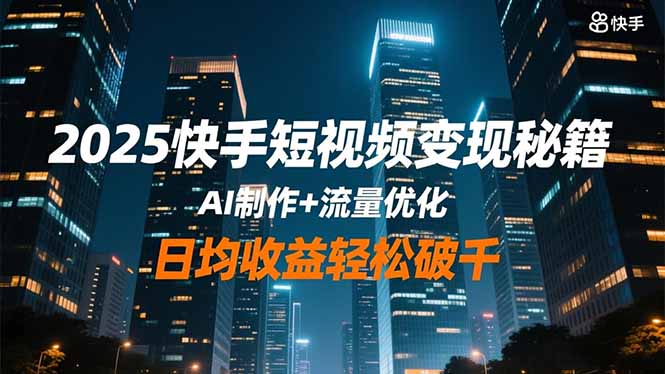 2025快手短视频变现秘籍，AI制作+流量优化，日均收益轻松破千-铜臭网