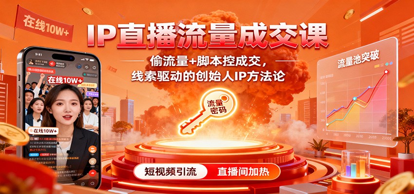 IP直播流量成交课：偷流量+脚本控成交，线索驱动的创始人IP方法论-铜臭网