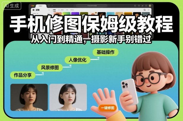 手机修图保姆级教程，从入门到精通，摄影新手别错过-铜臭网