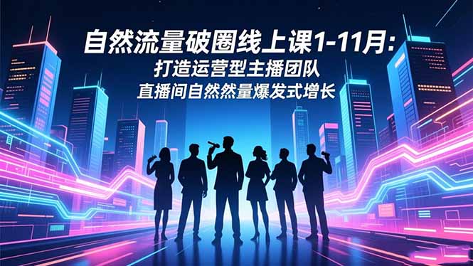 自然流量破圈线上课1-11月：打造运营型主播团队 直播间自然流量爆发式增长-铜臭网