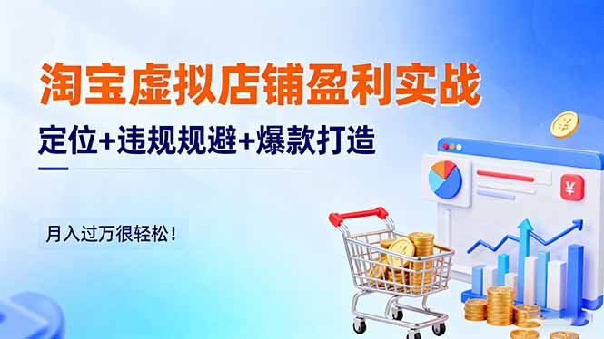 淘宝虚拟店铺盈利实战：定位+违规规避+爆款打造，月入过万很轻松！-铜臭网