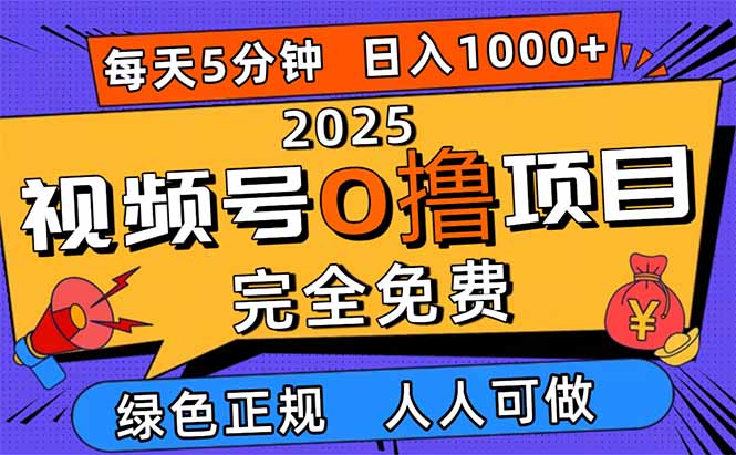 2025视频号0撸项目，5分钟一个号，日入1000+，人人可做-铜臭网