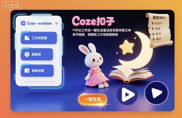 Coze扣子工作流一键生成童话皮克斯风格立体书视频，保姆级工作流搭建教程-铜臭网