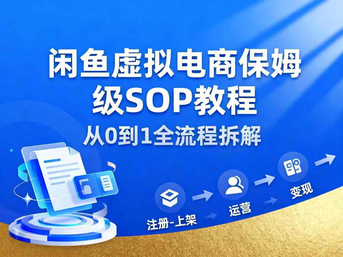闲鱼虚拟电商,月入轻松过1W,保姆级SOP教程-铜臭网