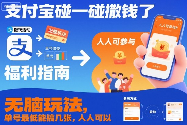 支付宝碰一碰撒钱了，无脑玩法，单号最低能搞几张，人人可以撸【揭秘】-铜臭网