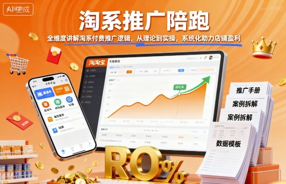 淘系推广陪跑，全维度讲解淘系付费推广逻辑，从理论到实操，系统化助力店铺盈利-铜臭网