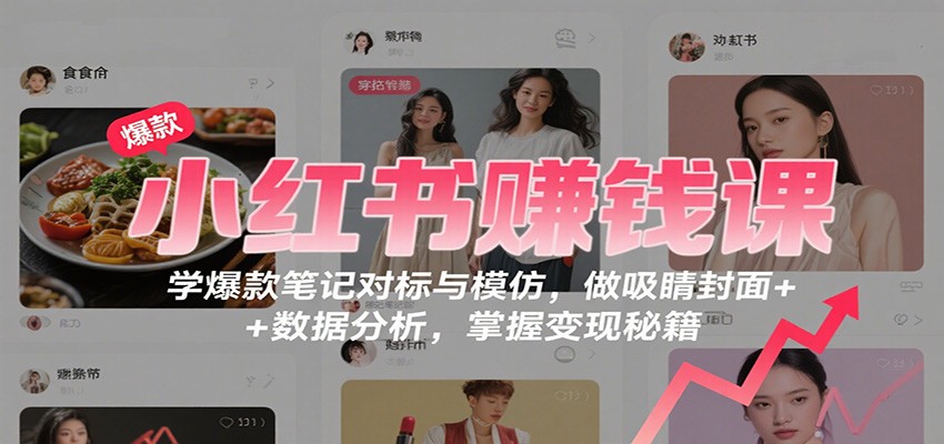 小红书赚钱课:学爆款笔记对标与模仿,做吸睛封面 + 数据分析,掌握变现秘籍-铜臭网