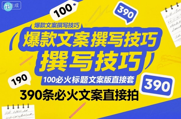 爆款文案撰写技巧,100个必火标题文案模版直接套,390条必火文案直接拍-铜臭网