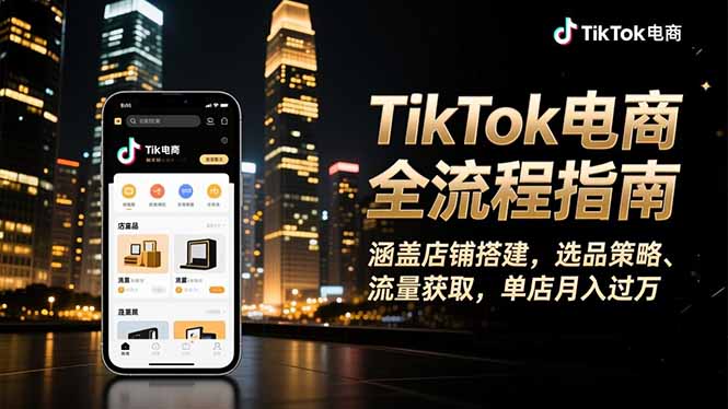 TikTok电商全流程指南，涵盖店铺搭建、选品策略、流量获取，单店月入过万-铜臭网