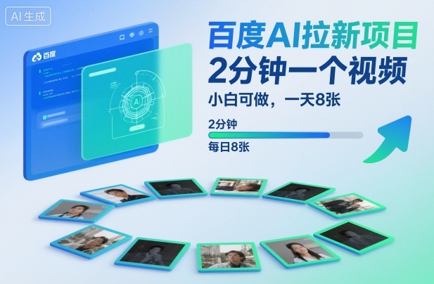 百度AI拉新项目，2分钟一个视频，小白可做，一天8张【附案例+保姆级教程】-铜臭网