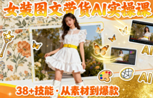 女装图文带货的AI实操课，覆盖38个实用技能，快速提升素材制作效率-铜臭网