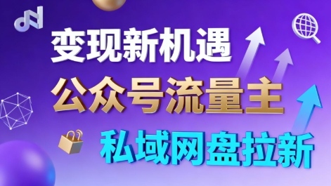公众号流量主+私域网盘拉新，多方式变现，简单易上手，当天就有收益-铜臭网