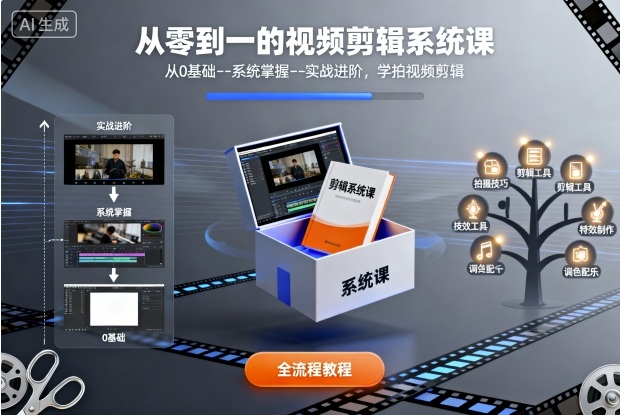 从零到一的视频剪辑系统课，从0基础–系统掌握–实战进阶，学拍视频剪辑-铜臭网