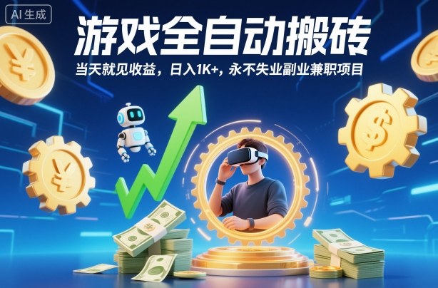 游戏全自动搬砖,当天就见收益,日入1K+,永不失业副业兼职项目【揭秘】-铜臭网