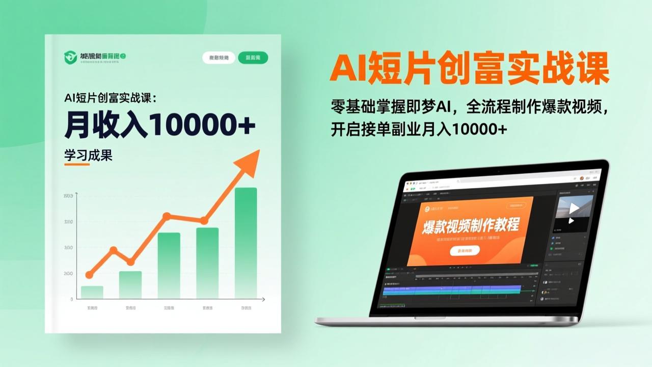 AI短片创富实战课：零基础掌握即梦AI，全流程制作爆款视频，开启接单副业月入10000+(更新-铜臭网