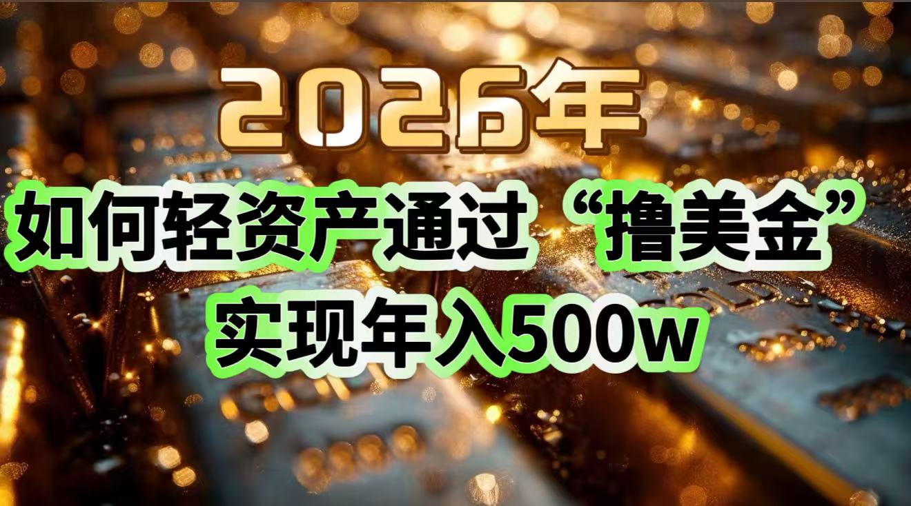 2026年如何轻资产通过“撸美金”实现年入500w-铜臭网