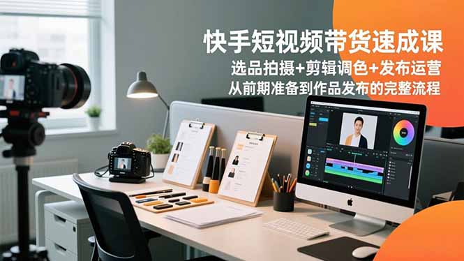 快手短视频带货速成课，选品拍摄+剪辑调色+发布运营，从前期准备到作品发布的完整流程-铜臭网