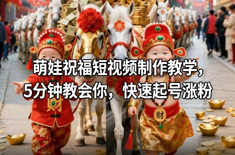 萌娃祝福短视频制作教学，5分钟教会你，快速起号涨粉-铜臭网