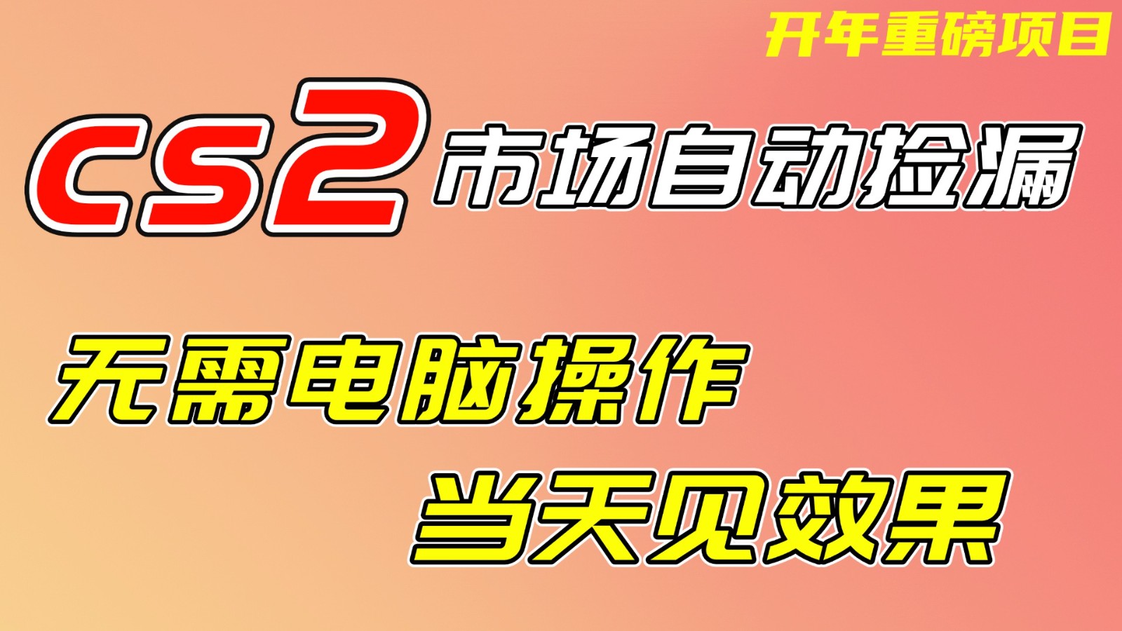 CS2市场挂机项，无需电脑操作，无需进入游戏，当天见效果，支持任何形式验证-铜臭网