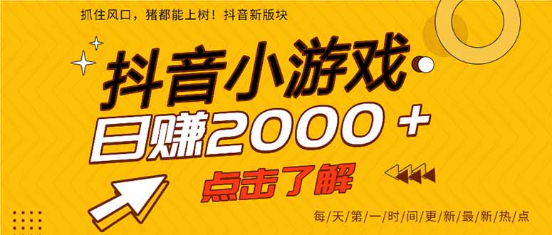 2025年爆火的抖音小游戏项目,一部手机日入2000+-铜臭网