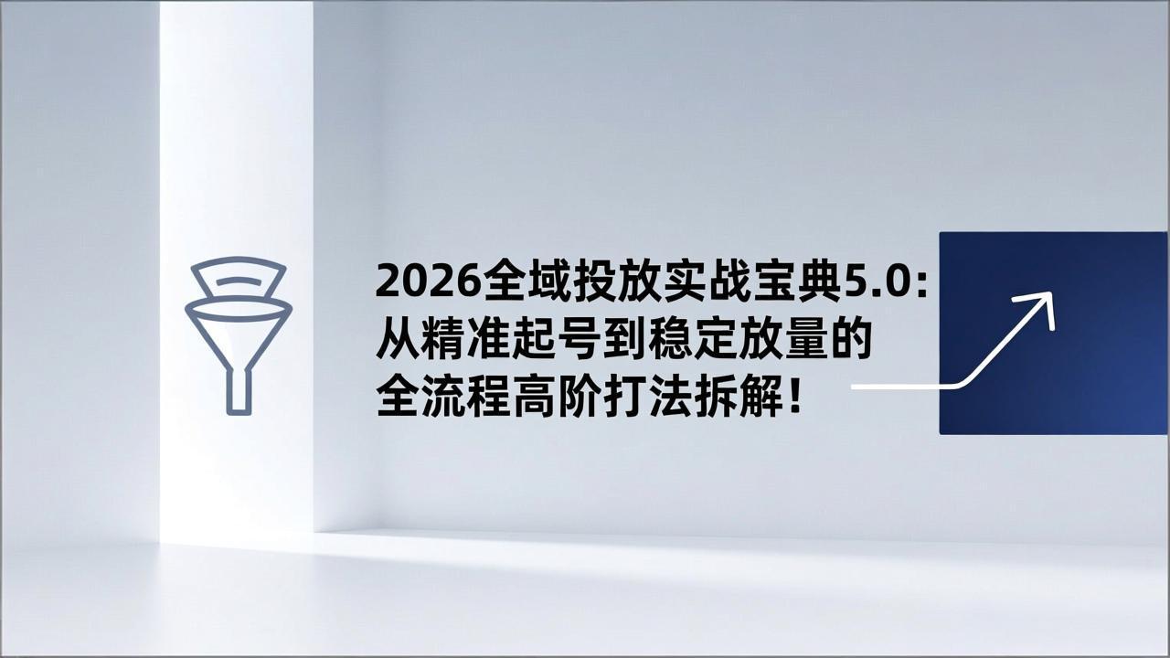 2026全域投放实战宝典5.0：从精准起号到稳定放量的全流程高阶打法拆解！-铜臭网