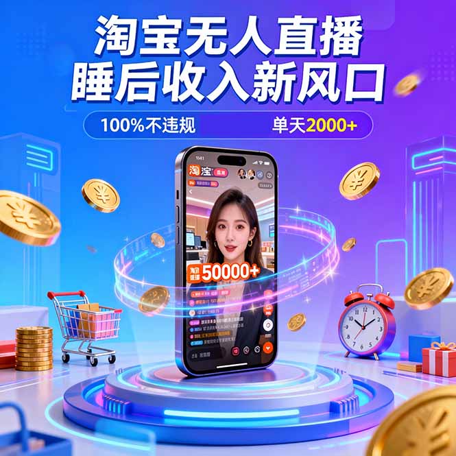 淘宝无人直播，不违规不封号，直播100小时卖了5万，年底旺季！-铜臭网