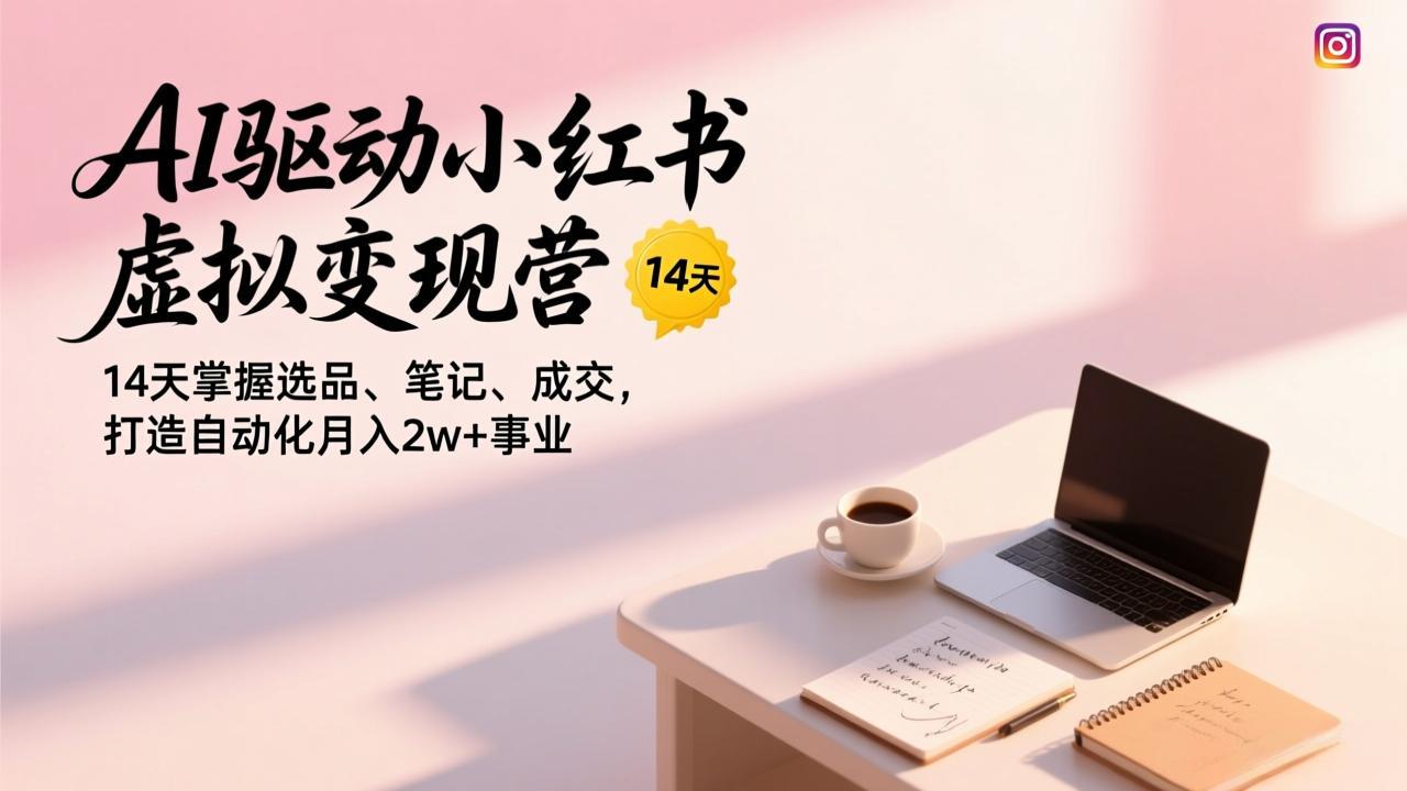 AI驱动小红书虚拟变现营，14天掌握选品、笔记、成交，打造自动化月入2w+事业-铜臭网