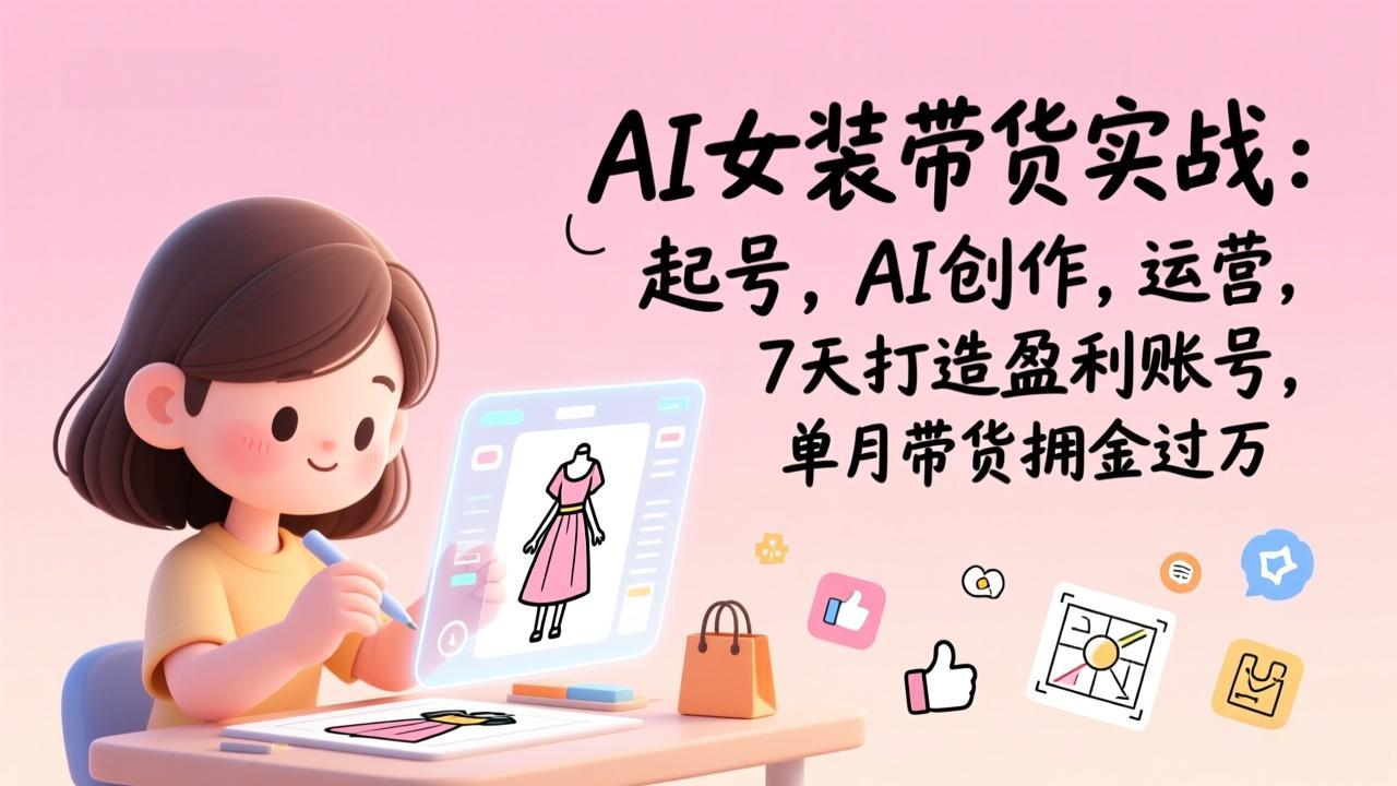 AI女装带货实战：起号，AI创作，运营，7天打造盈利账号，单月带货佣金过万-铜臭网