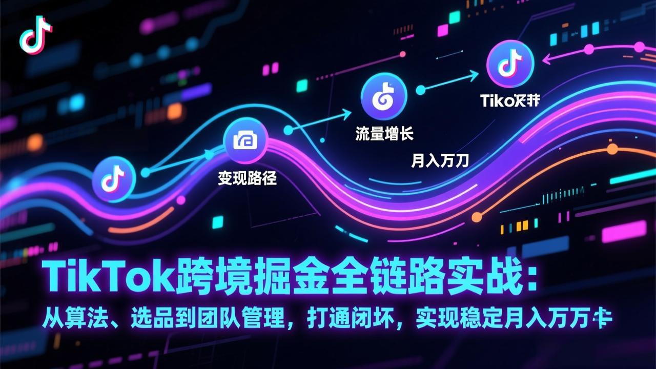 TikTok跨境掘金全链路实战：从算法、选品到团队管理，打通闭环，实现稳定月入万刀-铜臭网