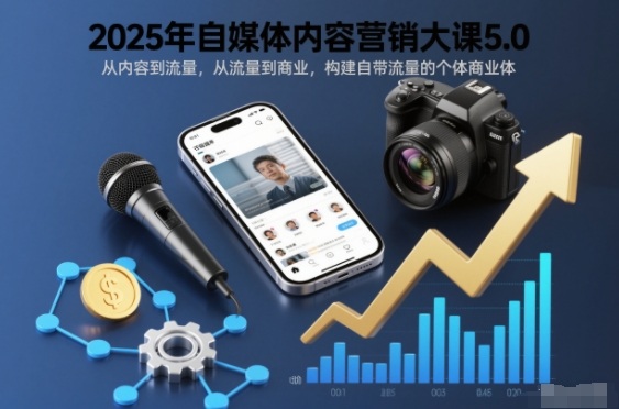 2025年自媒体内容营销大课5.0，从内容到流量，从流量到商业，构建自带流量的个体商业体-铜臭网