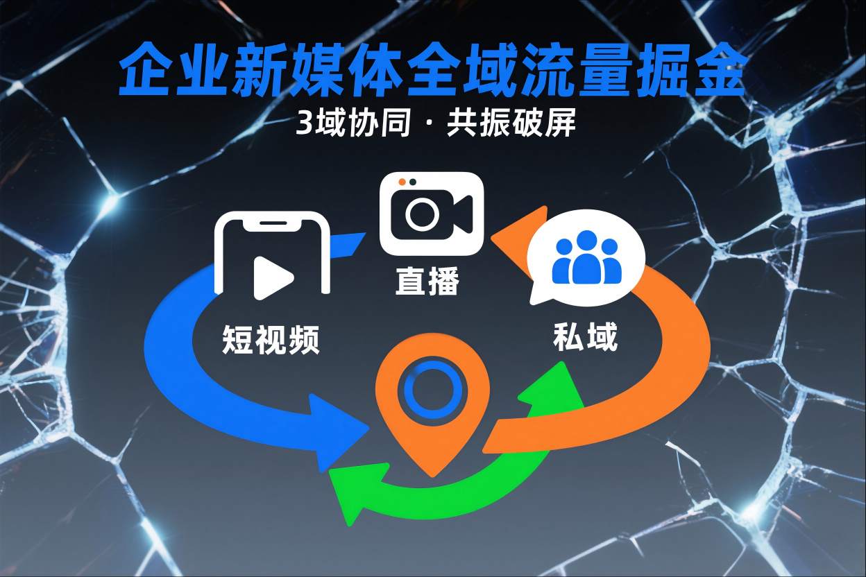 短视频全域商业模式,企业新媒体全域流量掘金,3域协同,共振破屏,短视频-直播-私域-地域-铜臭网