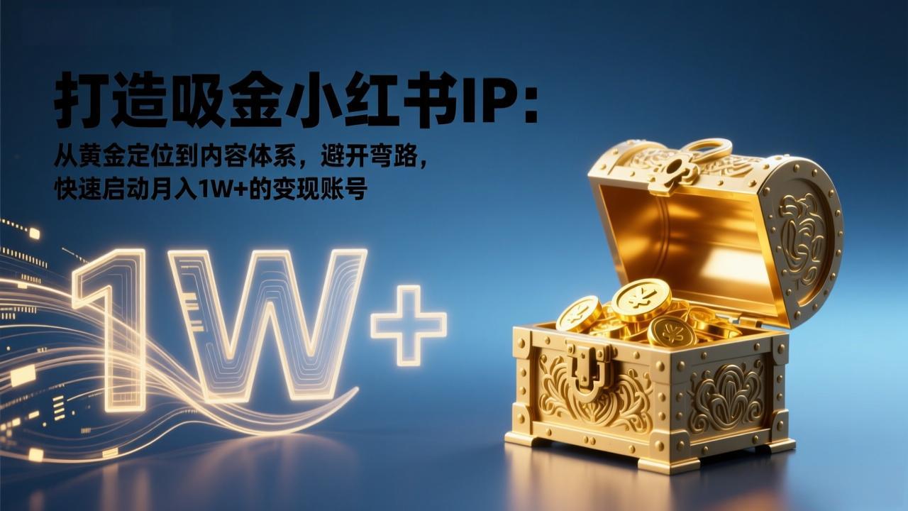 打造吸金小红书IP：从黄金定位到内容体系，避开弯路，快速启动月入1W+的变现账号-铜臭网