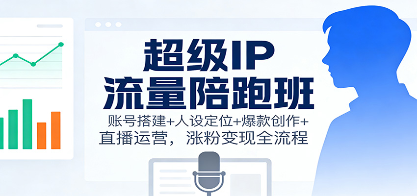 超级IP流量陪跑班：账号搭建+人设定位+爆款创作+直播运营，涨粉变现全流程-铜臭网