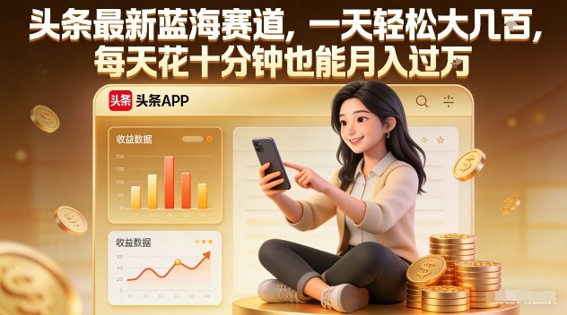 头条最新蓝海赛道，一天轻松大几张，每天花十分钟也能月入过1W【揭秘】-铜臭网