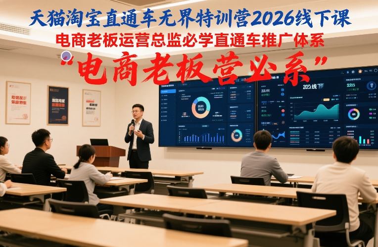 天猫淘宝直通车无界特训营2026线下课,电商老板运营总监必学直通车推广体系-铜臭网