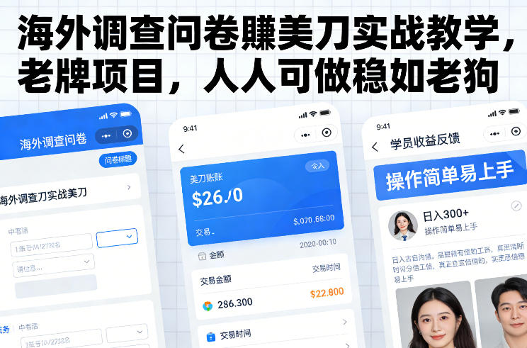 海外调查问卷賺美刀实战教学，老牌项目，人人可做稳如老狗-铜臭网