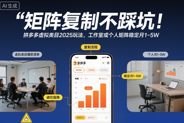 矩阵复制不踩坑！拼多多虚拟类目2025玩法，工作室或者个人矩阵稳定月1-5W【揭秘】-铜臭网