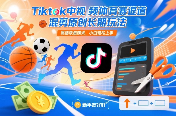 Tiktok中视频体育赛道混剪原创长期玩法,靠播放量賺米,小白轻松上手-铜臭网