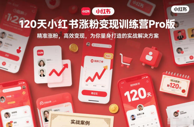 120天小红书涨粉变现训练营Pro版，​精准涨粉，高效变现​，为你量身打造的实战解决方案-铜臭网
