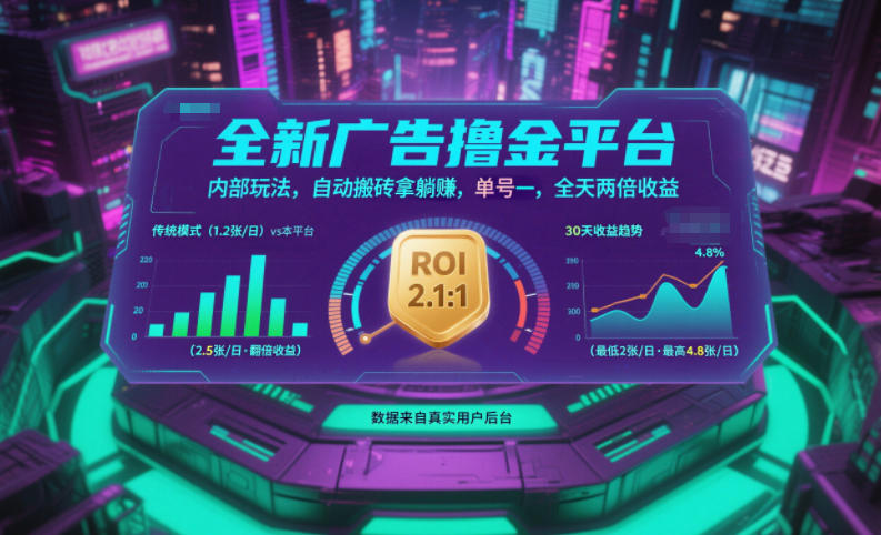 全新广告撸金平台，内部玩法，自动搬砖拿躺賺，单号一天保底2张+，全天两倍收益【揭秘】-铜臭网