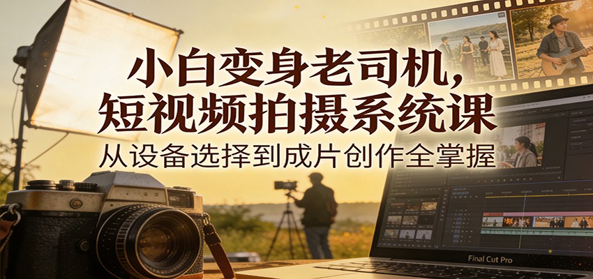 小白变身老司机，短视频拍摄系统课，从设备选择到成片创作全掌握-铜臭网