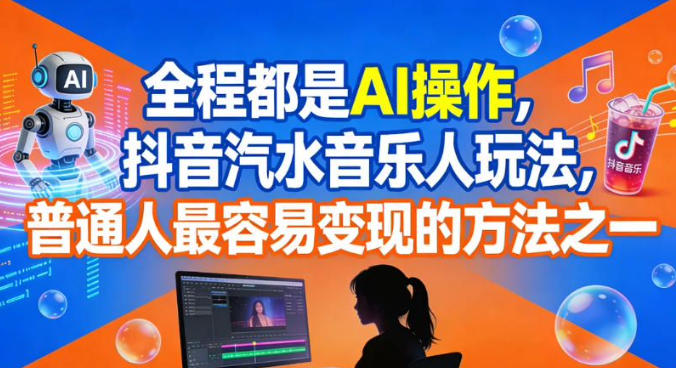 全程都是AI操作，抖音汽水音乐人玩法，普通人最容易变现的方法之一-铜臭网