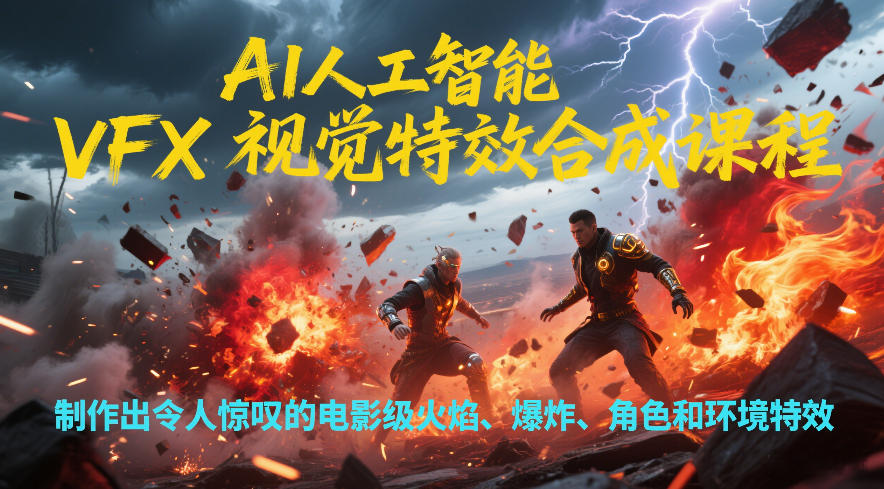 AI人工智能VFX视觉特效合成课程，制作出令人惊叹的电影级火焰、爆炸、角色和环境特效-铜臭网