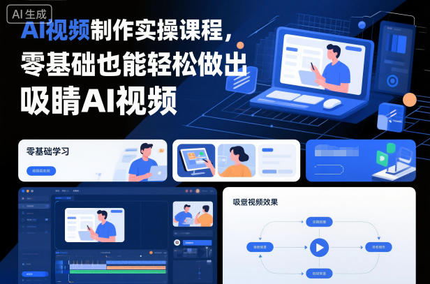 AI视频制作实操课程，零基础也能轻松做出吸睛AI视频-铜臭网