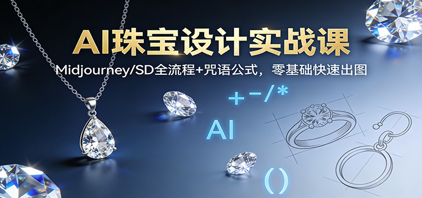 AI珠宝设计实战课：Midjourney/SD全流程+咒语公式，零基础快速出图-铜臭网