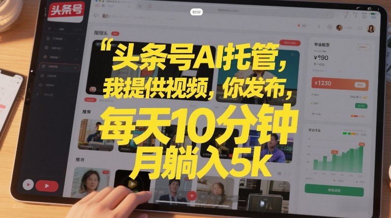 头条号AI托管，我提供视频，你发布，每天10分钟，月躺入5k+【揭秘】-铜臭网