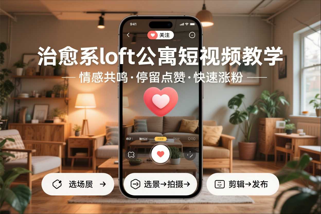 治愈系loft公寓短视频制作教学，情感共鸣引停留点赞关注，快速起号涨粉-铜臭网